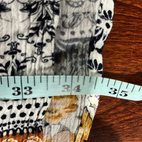 Kori America Womens Tunic L Pink Black Gold Boho Fit & Flare Lace Bell Sleeves - Picture 12 of 13